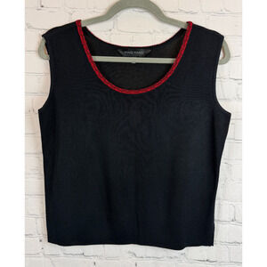 MING WANG black red sleeveless knit tank top pullover M